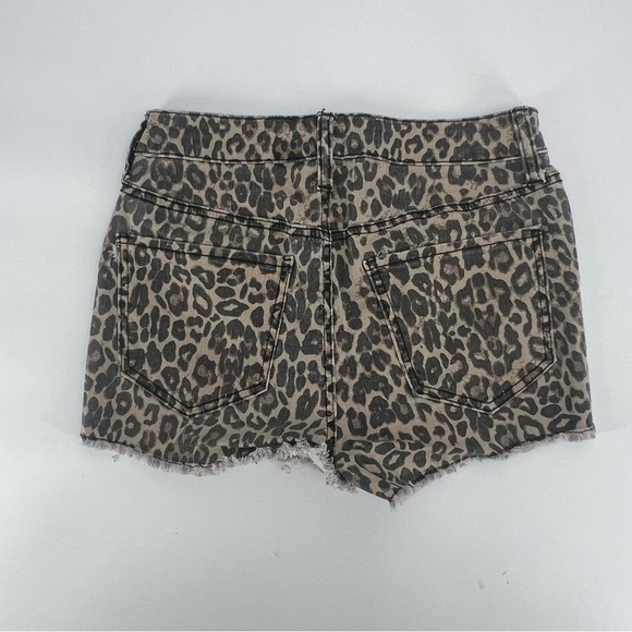 So Brown Tan Cheetah Print High Rise Jean Cut Off Shortie Shorts Size 5 Women’s - Picture 4 of 6